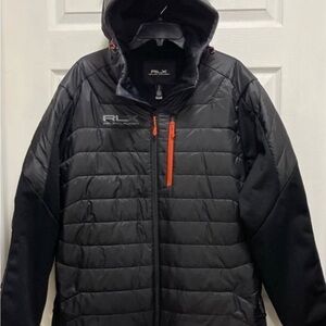 RLX Ralph Lauren Puffer Jacket in Black with Orange Details